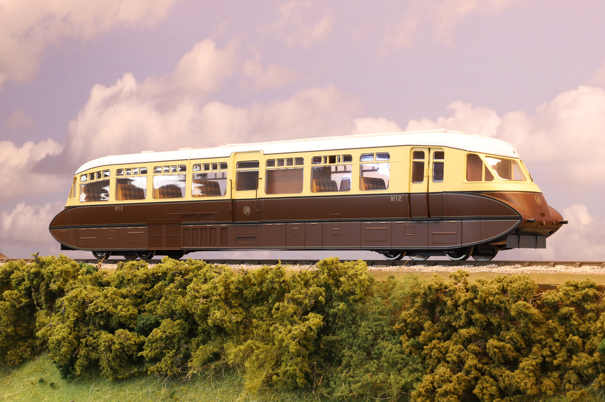 Dapol Finescale O Gauge GWR Streamlined Railcar No. 12 GWR Chocolate/Cream DCC Sound
