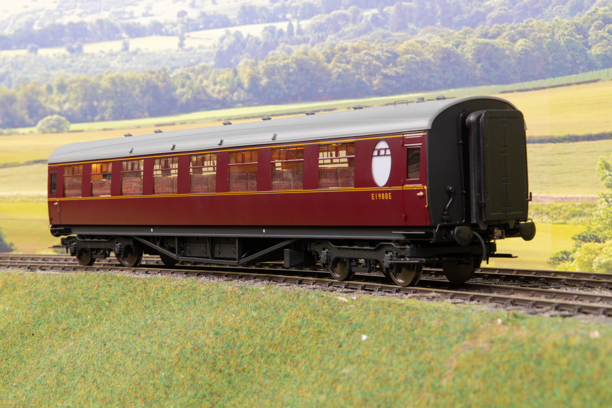 Darstaed D24-3-06A Finescale O Gauge LNER Thompson Mainline RTO/RTO (Restaurant Third/Third Open) Coach, Lined Maroon &#39;E1988E&#39;