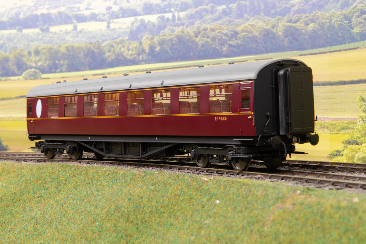 Darstaed D24-3-06A Finescale O Gauge LNER Thompson Mainline RTO/RTO (Restaurant Third/Third Open) Coach, Lined Maroon &#39;E1988E&#39;