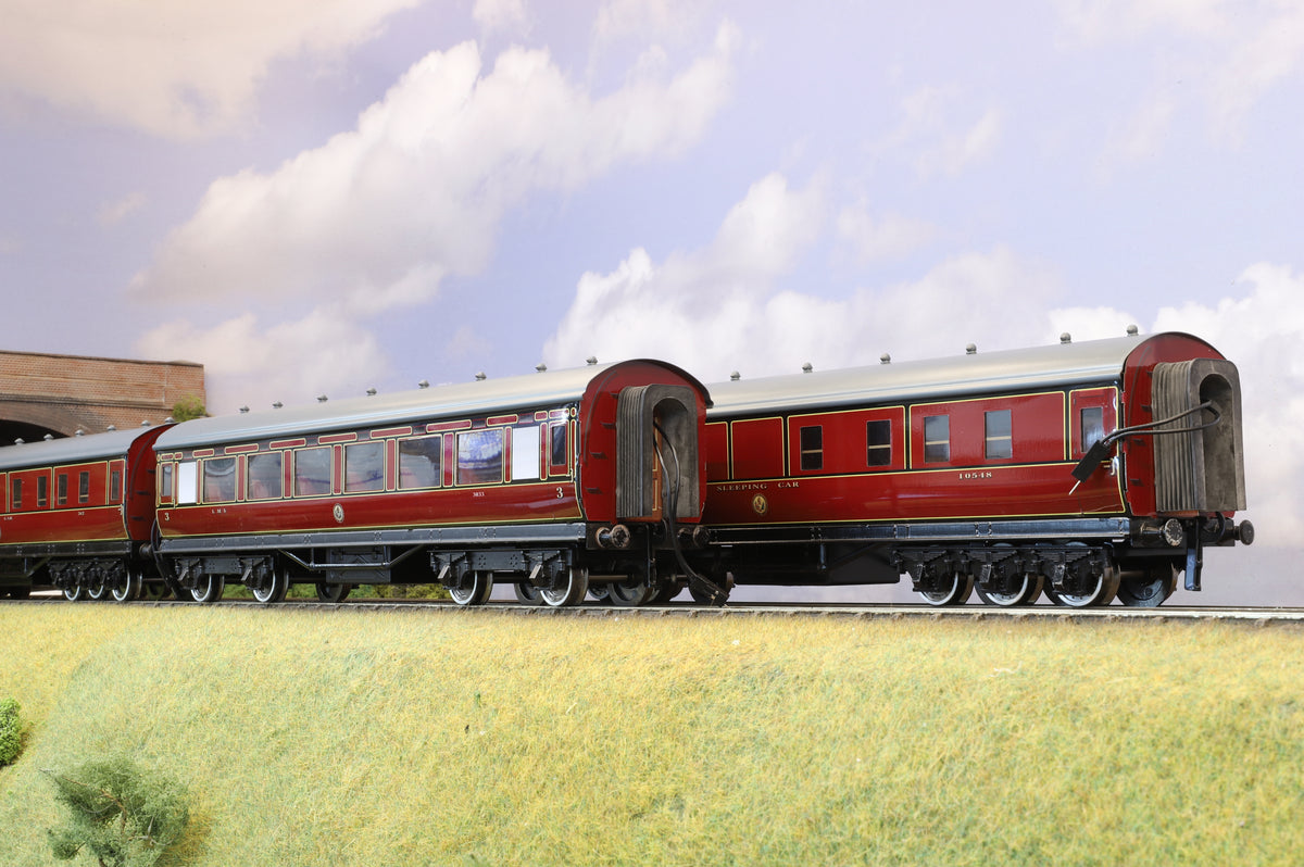 Darstaed Coarse Scale O Set of 3 LMS Period II Coaches Crimson Lake &#39;Set C&#39;