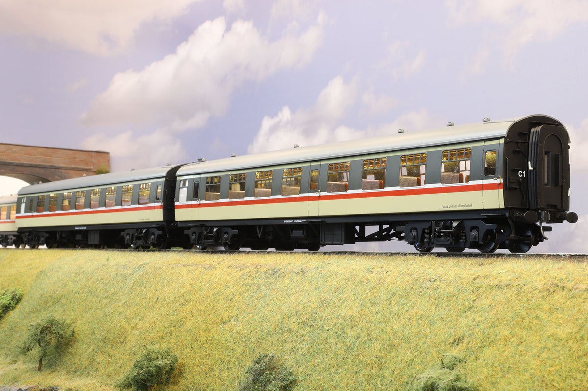 Darstaed Finescale O Gauge Pack of 4 MK1 Coaches (CK, RSO, FK, TSO) BR Intercity (Unnumbered) Commonwealth Bogies