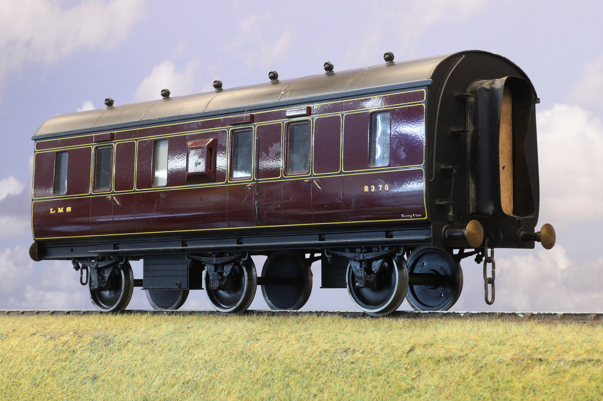 Gauge 1 (10mm) Kit-Built 6-Wheel Brake Coach LMS Maroon No. 2378