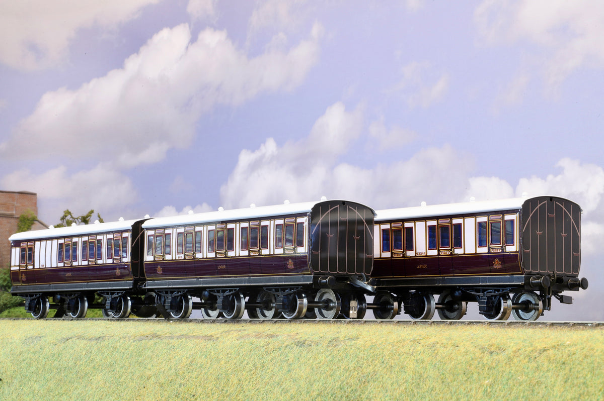 Darstaed Coarse Scale O Gauge LNWR 6-Wheel Coach Set (4 Coaches, for 3-Rail Operation)
