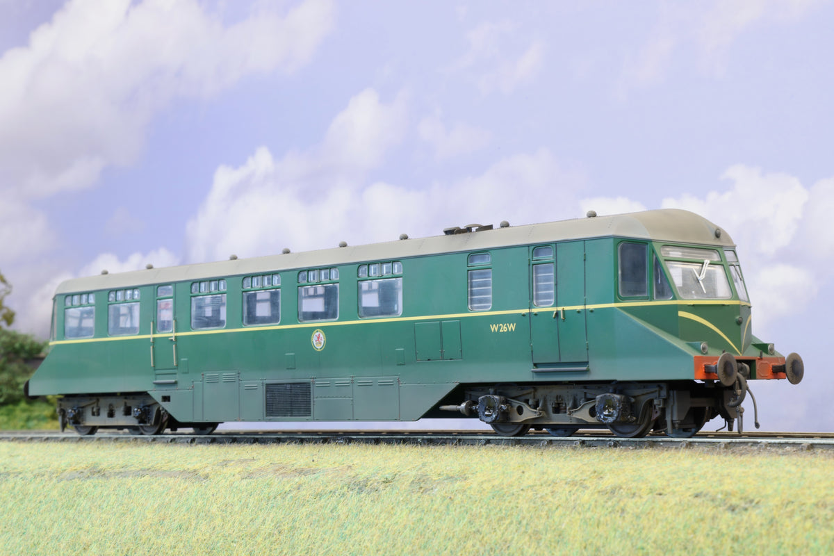 Heljan Finescale O Gauge Diesel Railcar No. W26W BR Green (Speed Whiskers) Pro Weathered