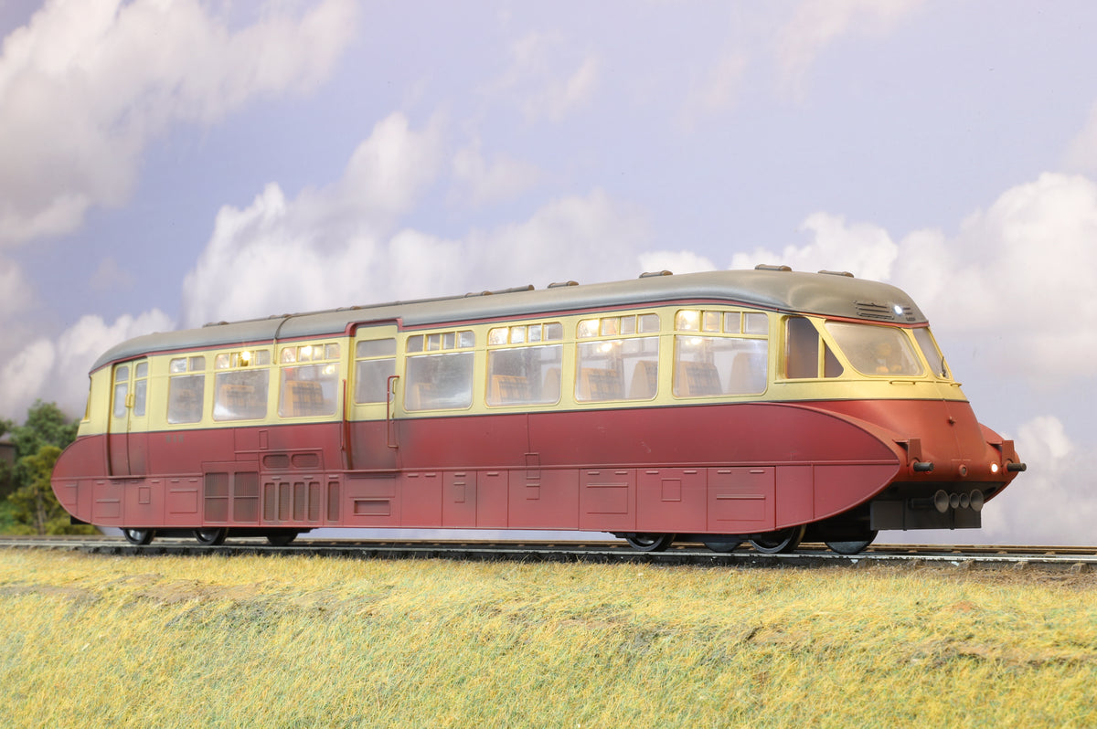 Dapol Finescale O Gauge GWR Streamlined Railcar No.W8W Crimson & Cream DCC Sound & Weathered