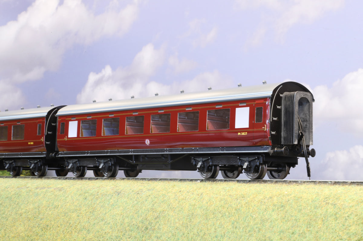 Ace Trains Coarse Scale O Gauge Set of Three Stanier Coaches, BR Maroon