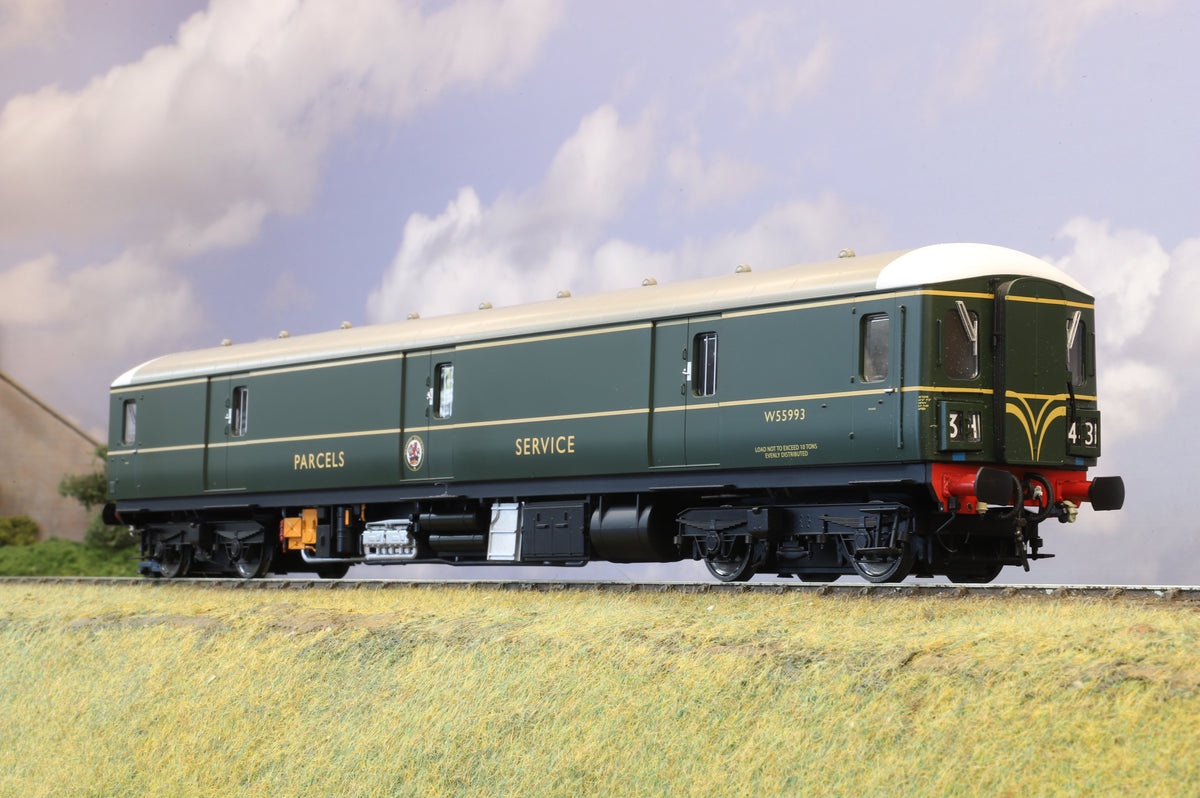 Heljan Finescale O Gauge Class 128 Diesel Parcels Unit, BR Green with Speed Whiskers No.W55993, DCC Sound