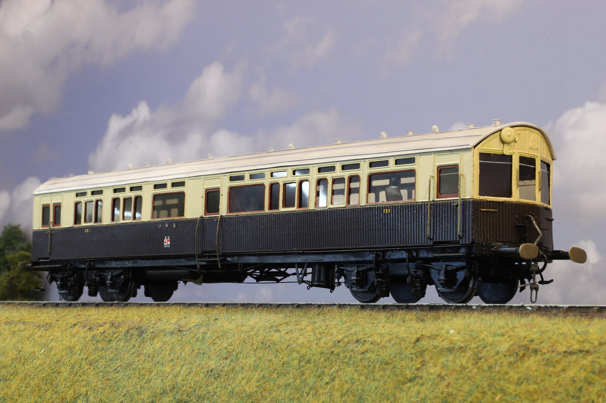 Finescale O Gauge (Kit-Built) GWR 59&#39;6&quot; Dia A9 Autocoach No. 121 (Brass Construction)