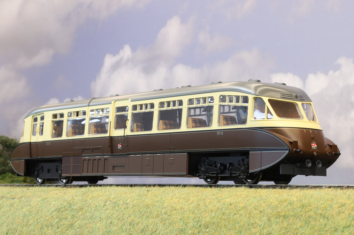 Dapol Finescale O Gauge GWR Streamlined Railcar No.16 GWR Chocolate/Cream