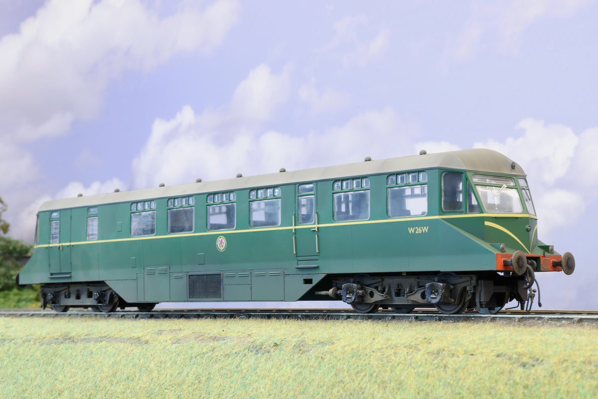 Heljan Finescale O Gauge Diesel Railcar No. W26W BR Green (Speed Whiskers) Pro Weathered