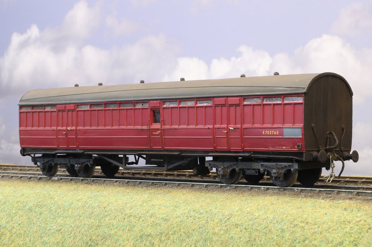Finescale O Gauge (Kit-Built) LNER Gresley Teak Full Brake BR Crimson E70276E Weathered