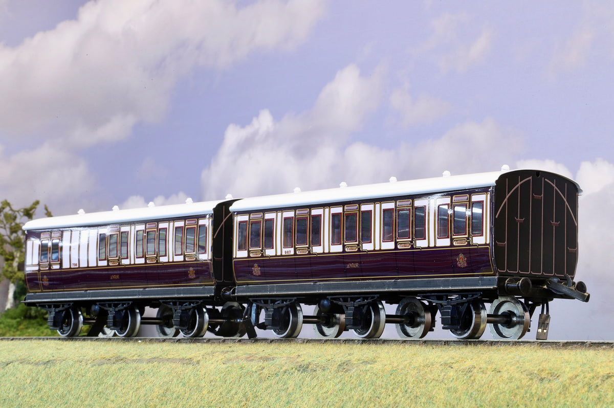 Darstaed Coarse Scale O Gauge LNWR 6-Wheel Coach Set (4 Coaches, for 3-Rail Operation)