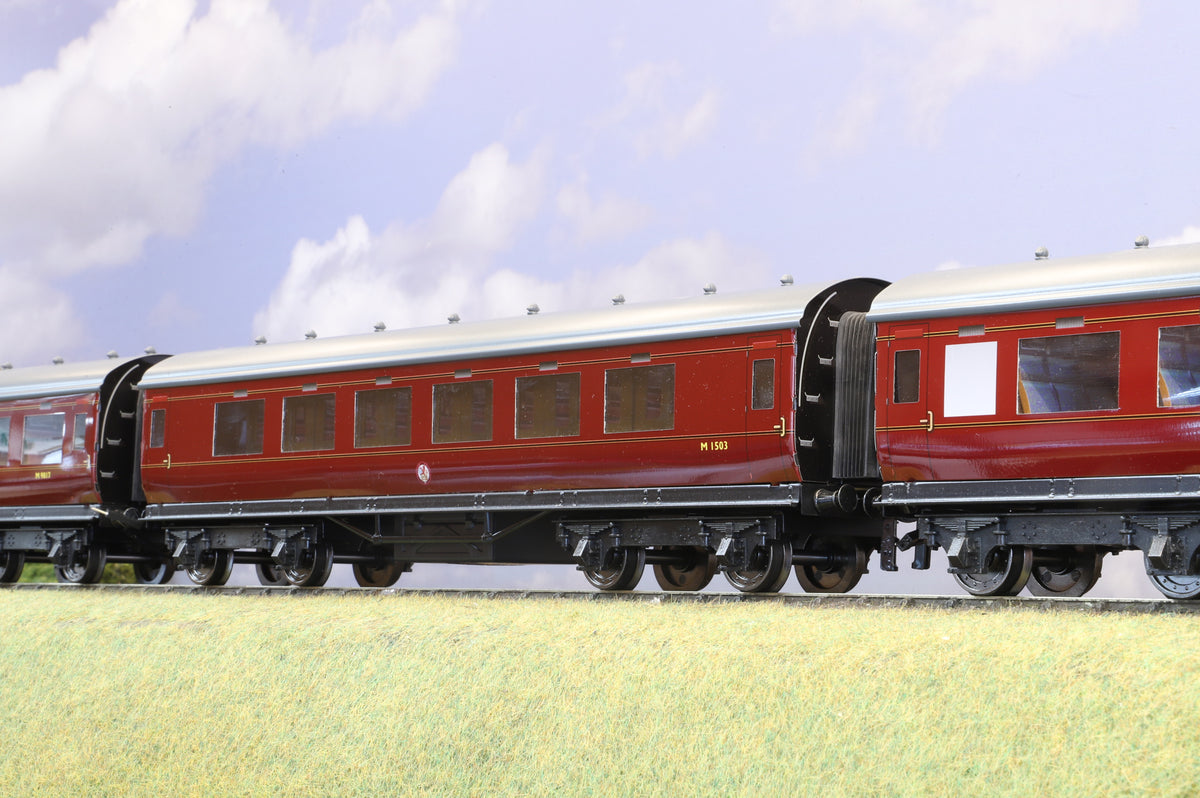 Ace Trains Coarse Scale O Gauge Set of Three Stanier Coaches, BR Maroon