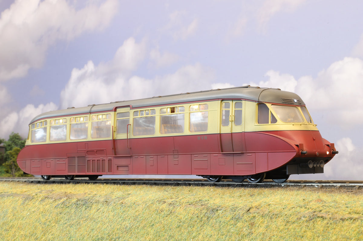 Dapol Finescale O Gauge GWR Streamlined Railcar No.W8W Crimson & Cream DCC Sound & Weathered