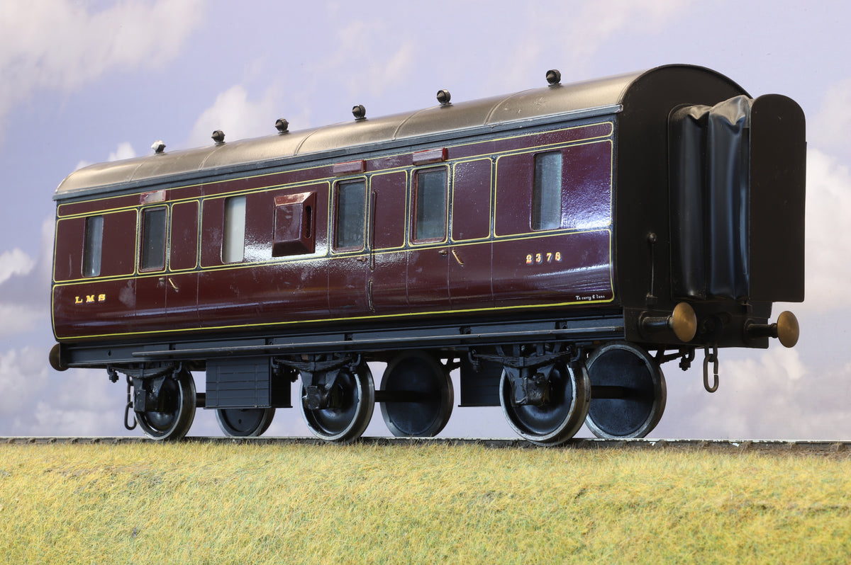 Gauge 1 (10mm) Kit-Built 6-Wheel Brake Coach LMS Maroon No. 2378