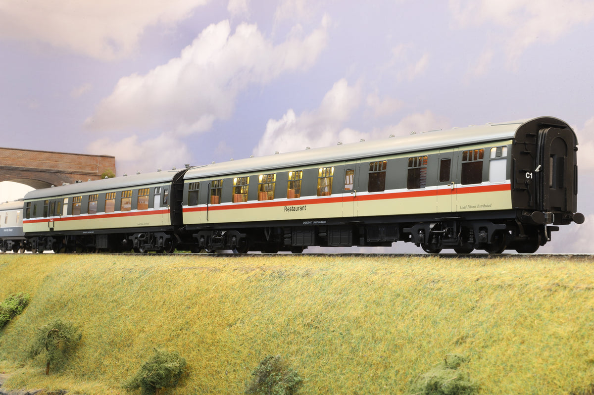 Darstaed Finescale O Gauge Pack of 4 MK1 Coaches (BCK, RU, RFO, SLF/S) 3 BR Intercity + 1  Blue &amp; Grey (Unnumbered) Commonwealth Bogies