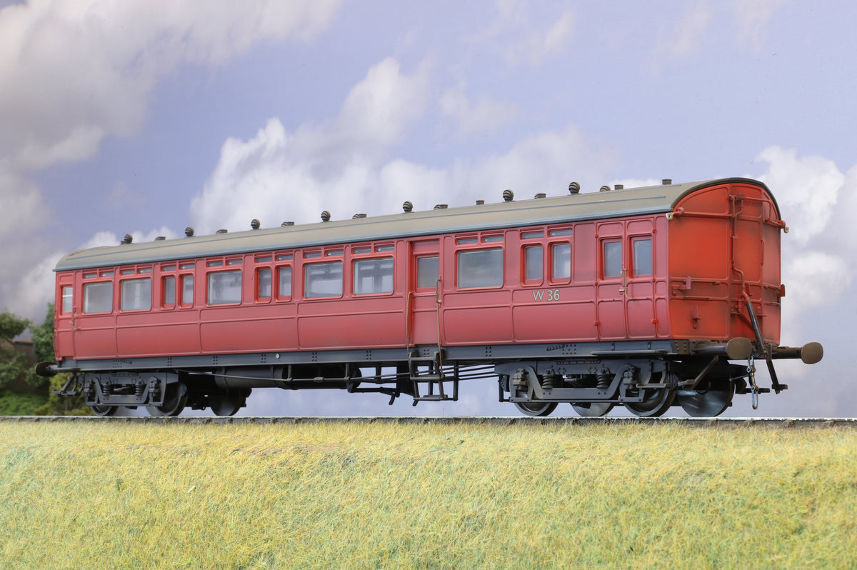 Dapol Finescale O Gauge Autocoach No.W36 BR Crimson, Weathered