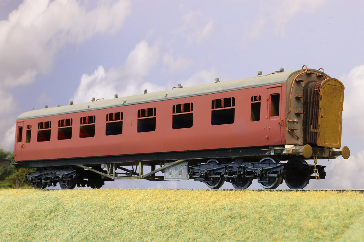 WORKSHOP Kit-built Finescale O Gauge GWR Collett 'Sunshine Stock' 60ft 1st/3rd Compartment Coach, Red Undercoat