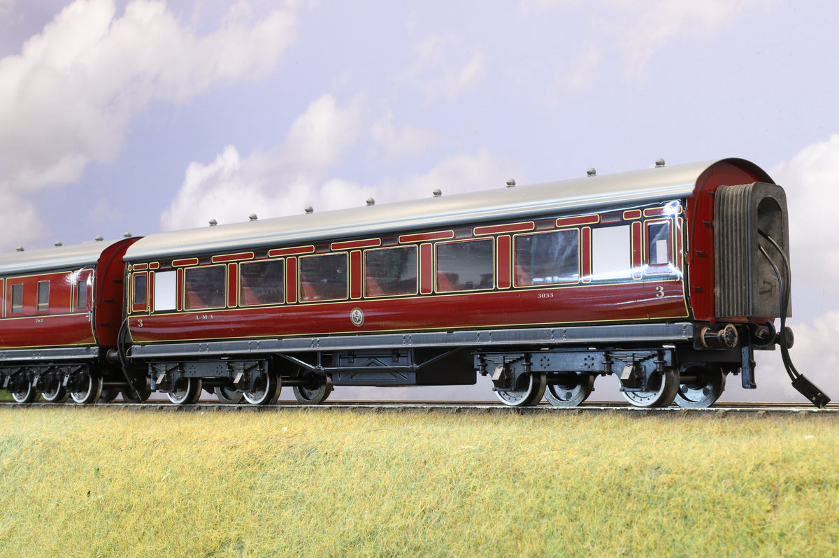 Darstaed Coarse Scale O Set of 3 LMS Period II Coaches Crimson Lake &#39;Set C&#39;