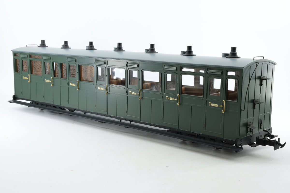 BMS/Accucraft 16mm Scale (32mm Gauge) Lynton & Barnstaple Third Class Coach R19-19, SR Green