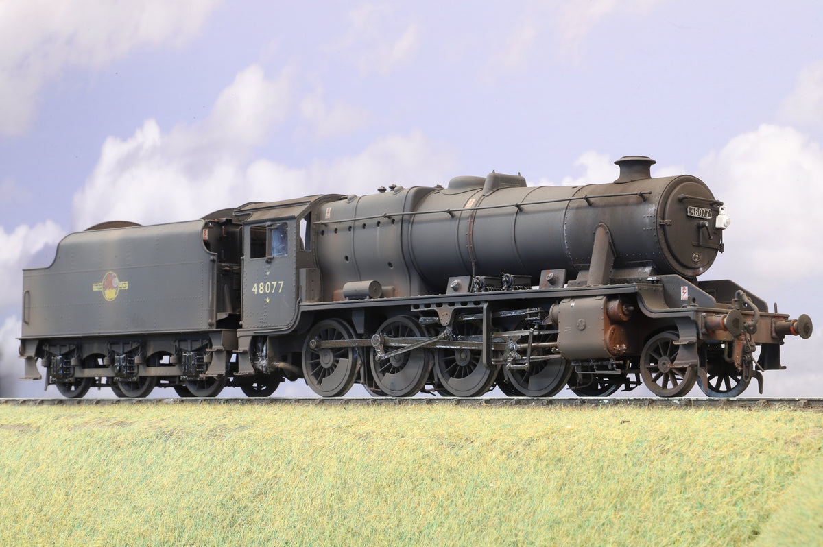 Sancheng Finescale O Gauge ex-LMS Stanier 8F No. 48077, BR Black Late Crest, Pro-Weathered