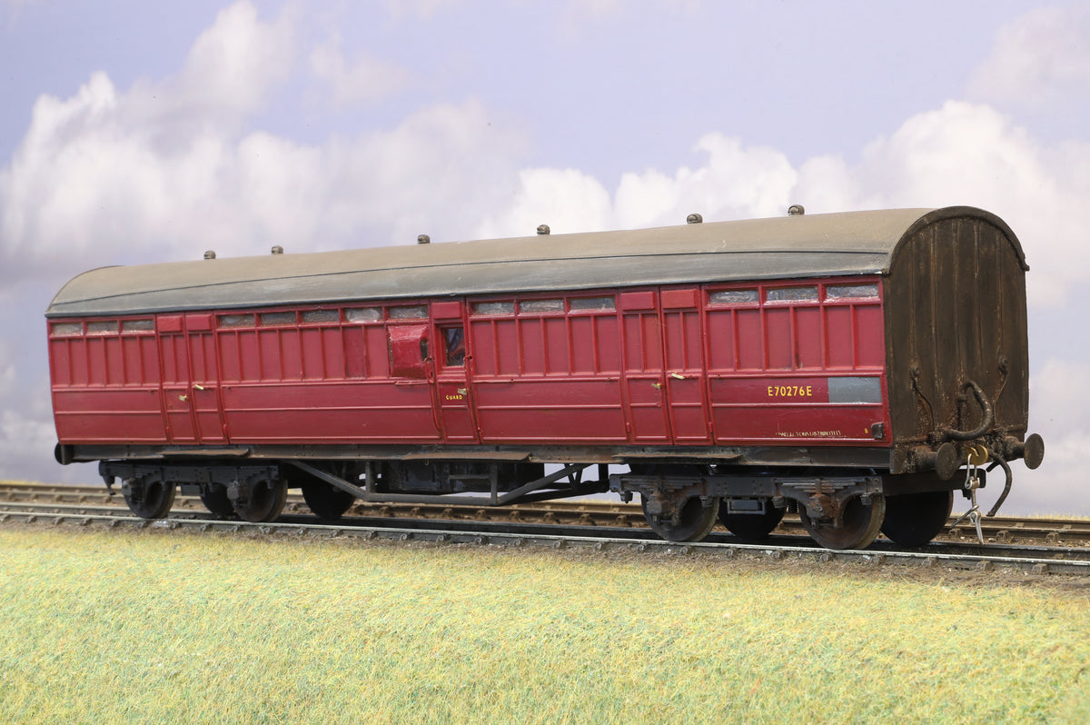 Finescale O Gauge (Kit-Built) LNER Gresley Teak Full Brake BR Crimson E70276E Weathered