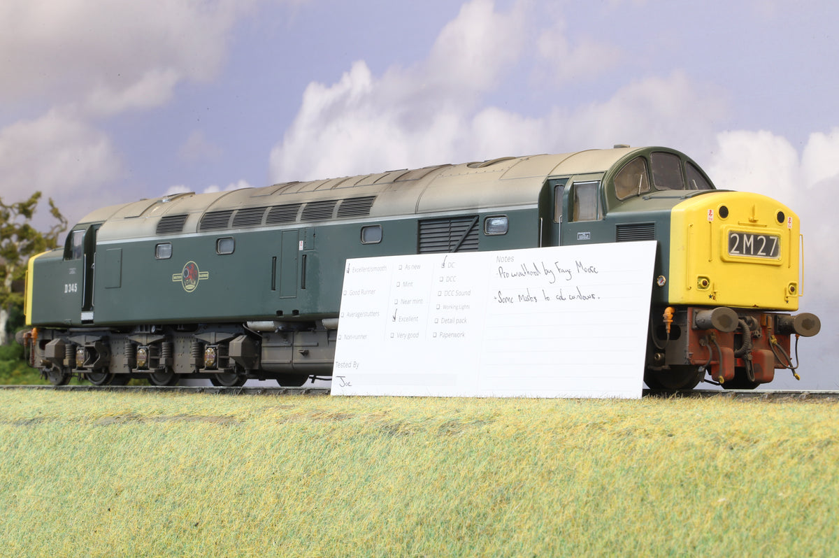 Heljan Finescale O Gauge Class 40 D345, BR Green w/ Centre Headcode & FYE (Weathered)