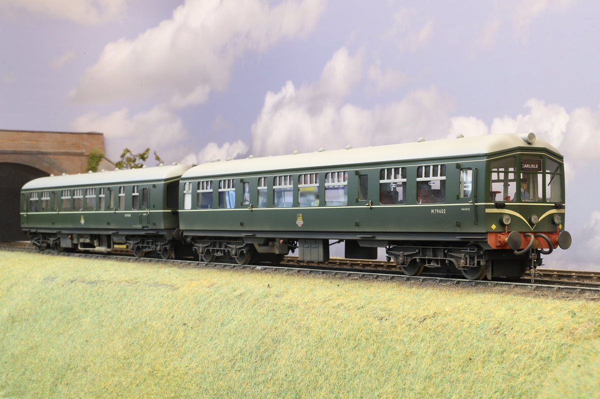Sancheng/Bachmann Brass Finescale O Gauge Derby Lightweight 2-Car DMU BR Green, DCC Sound & Weathered