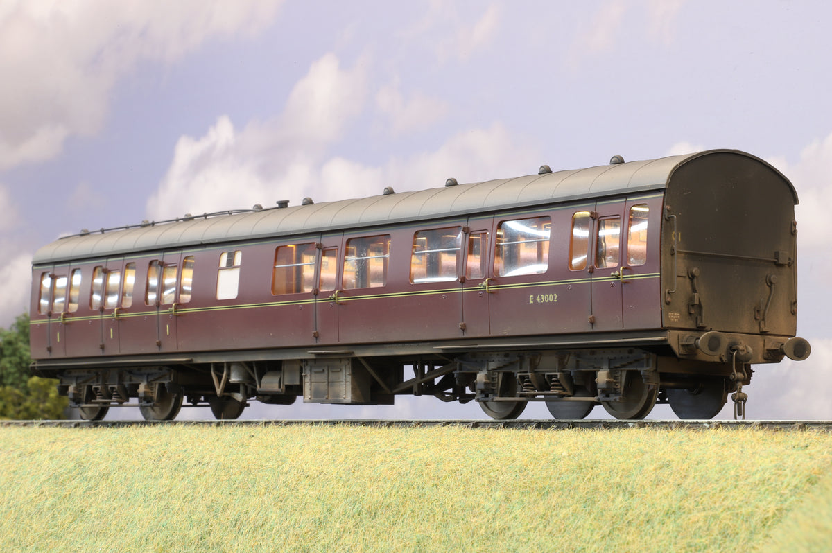 Rake of Three Darstaed Finescale O Gauge Mk1 Suburbans, BR Lined Maroon, Weathered