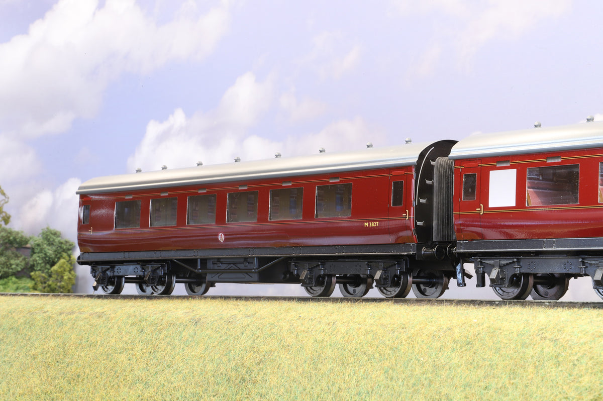 Ace Trains Coarse Scale O Gauge Set of Three Stanier Coaches, BR Maroon