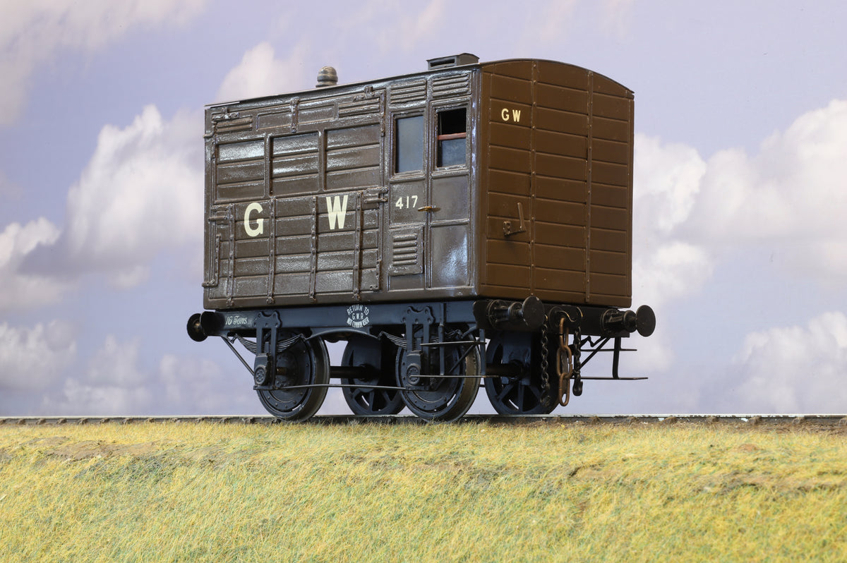 Gauge 1 (10mm) GWR Short Framed Horse Box Dia N6 No. 417, GWR Brown (Brass Construction)