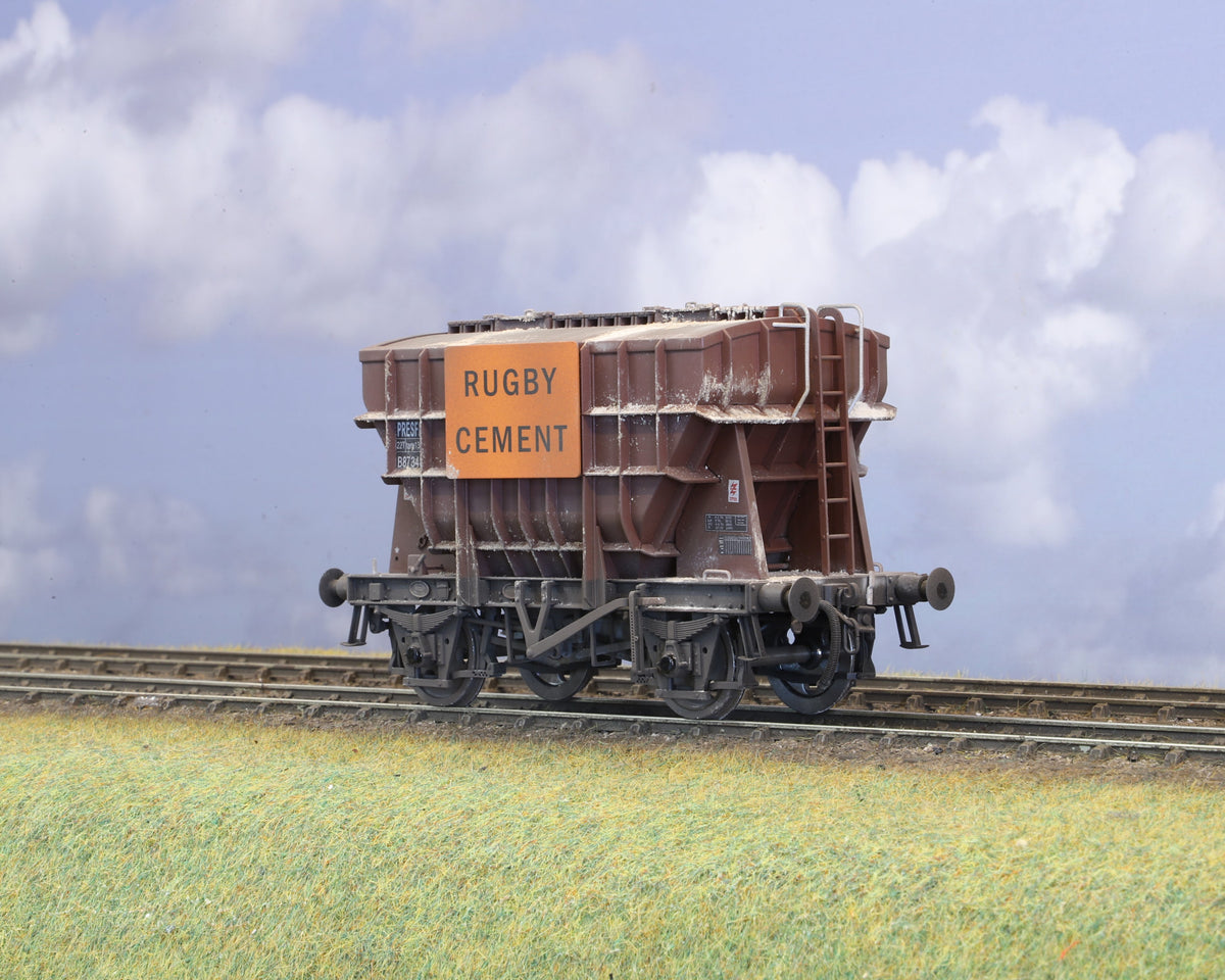 Ellis Clark Trains Finescale O Gauge (E3005U) Presflo Wagon 'Rugby Cement' B873481 (TOPS) BR Bauxite Pro-Weathered