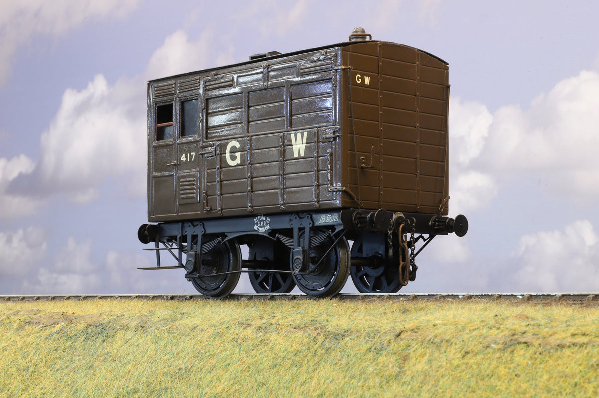 Gauge 1 (10mm) GWR Short Framed Horse Box Dia N6 No. 417, GWR Brown (Brass Construction)