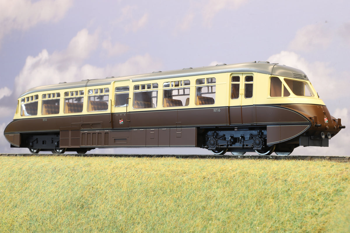 Dapol Finescale O Gauge GWR Streamlined Railcar No.16 GWR Chocolate/Cream