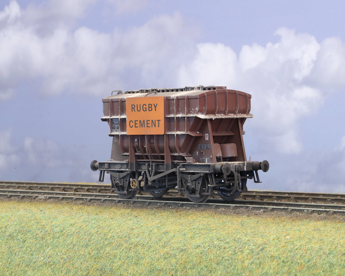Ellis Clark Trains Finescale O Gauge (E3005U) Presflo Wagon 'Rugby Cement' B873481 (TOPS) BR Bauxite Pro-Weathered