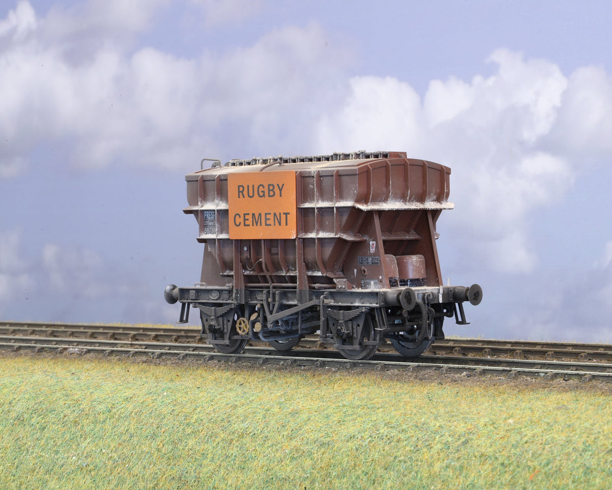 Ellis Clark Trains Finescale O Gauge (E3005U) Presflo Wagon 'Rugby Cement' B873801 (TOPS) BR Bauxite Pro-Weathered