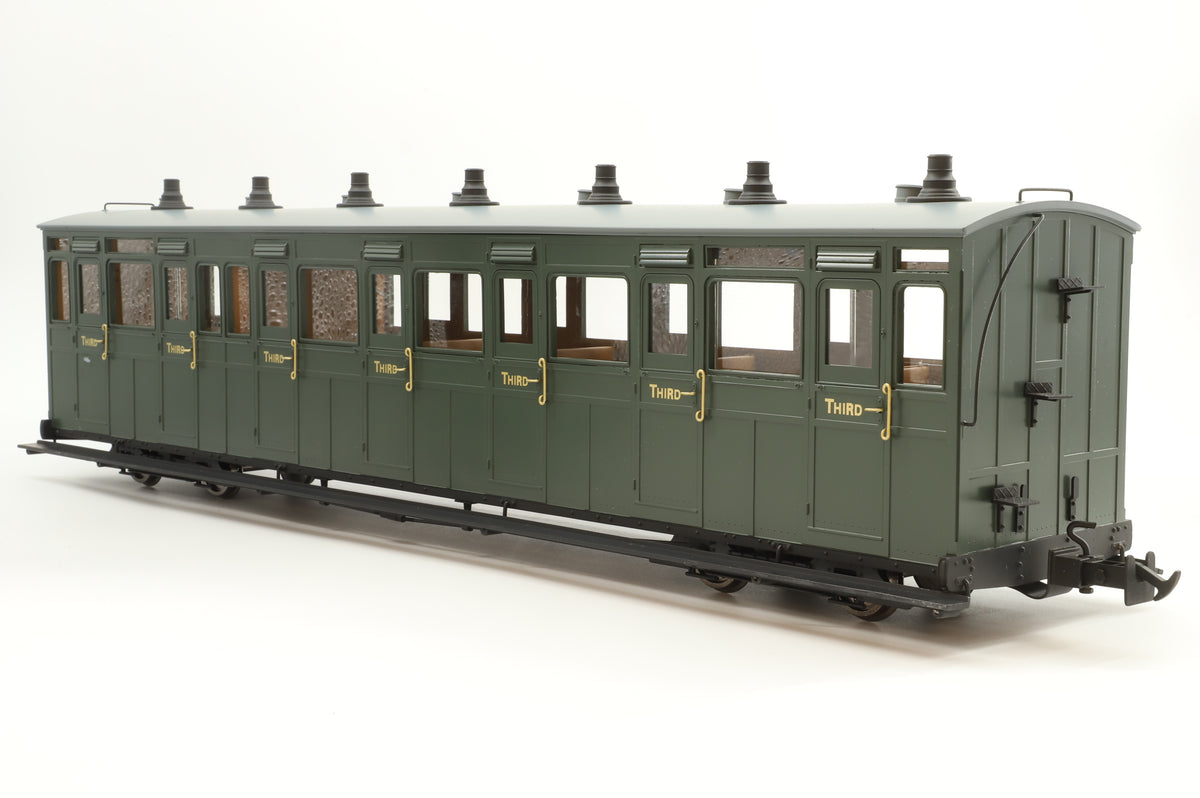 BMS/Accucraft 16mm Scale (45mm Gauge) Lynton & Barnstaple Third Class Coach R19-19, SR Green