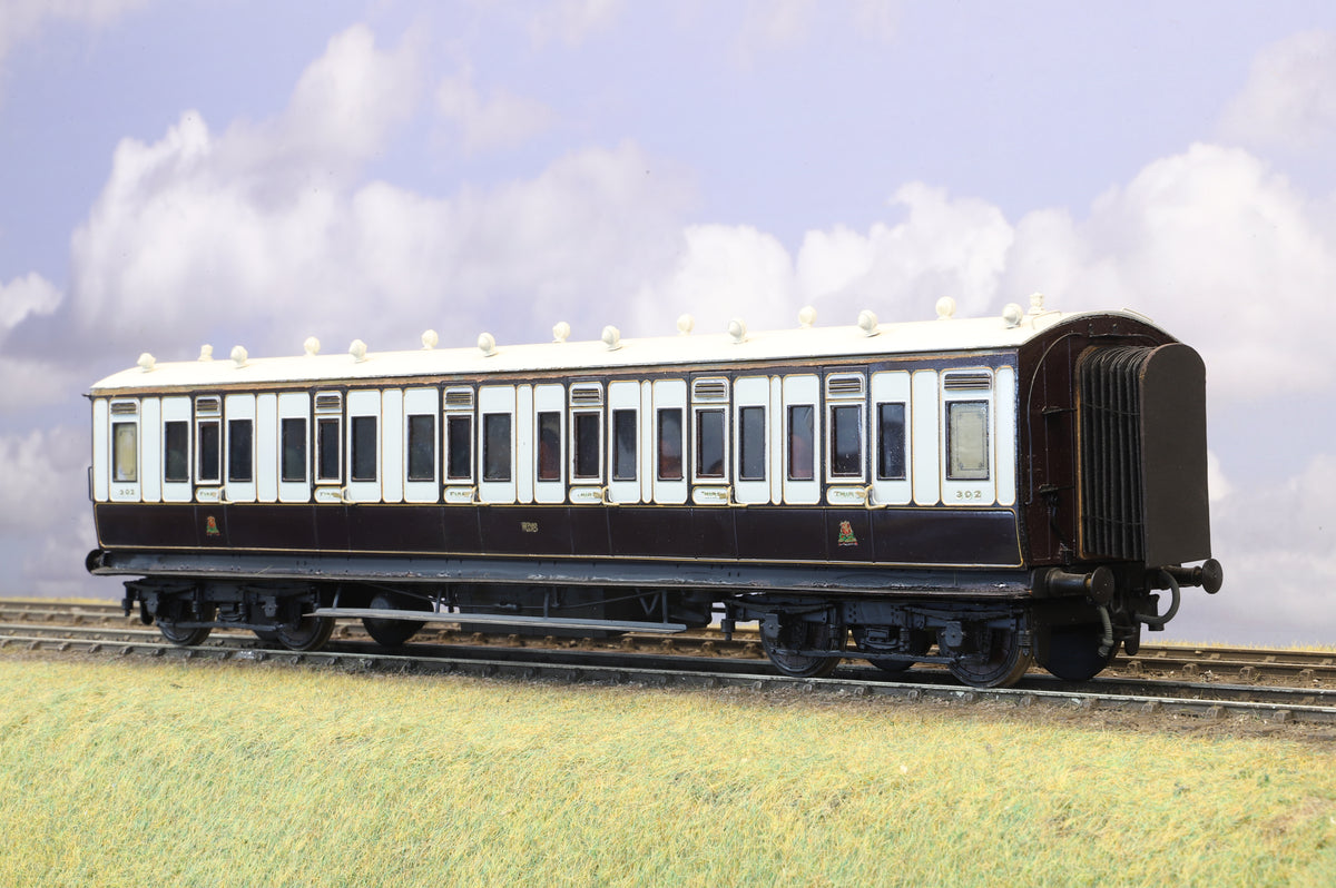 Finescale O Gauge (Kit-Built) LNWR/Caledonian West Coast Joint Stock 50ft Arc Roof Composite No. 302