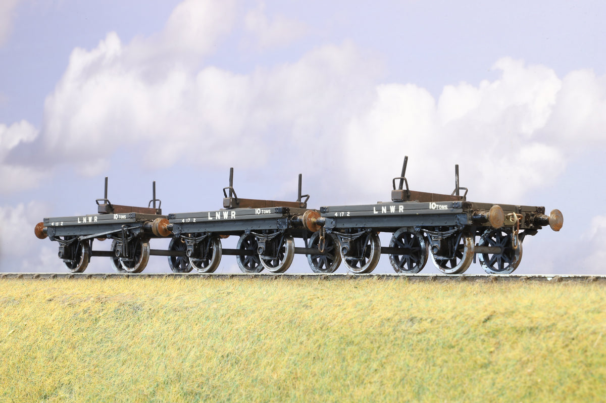 Kit-built Finescale O Gauge Rake of Three LNWR Bolster Wagons