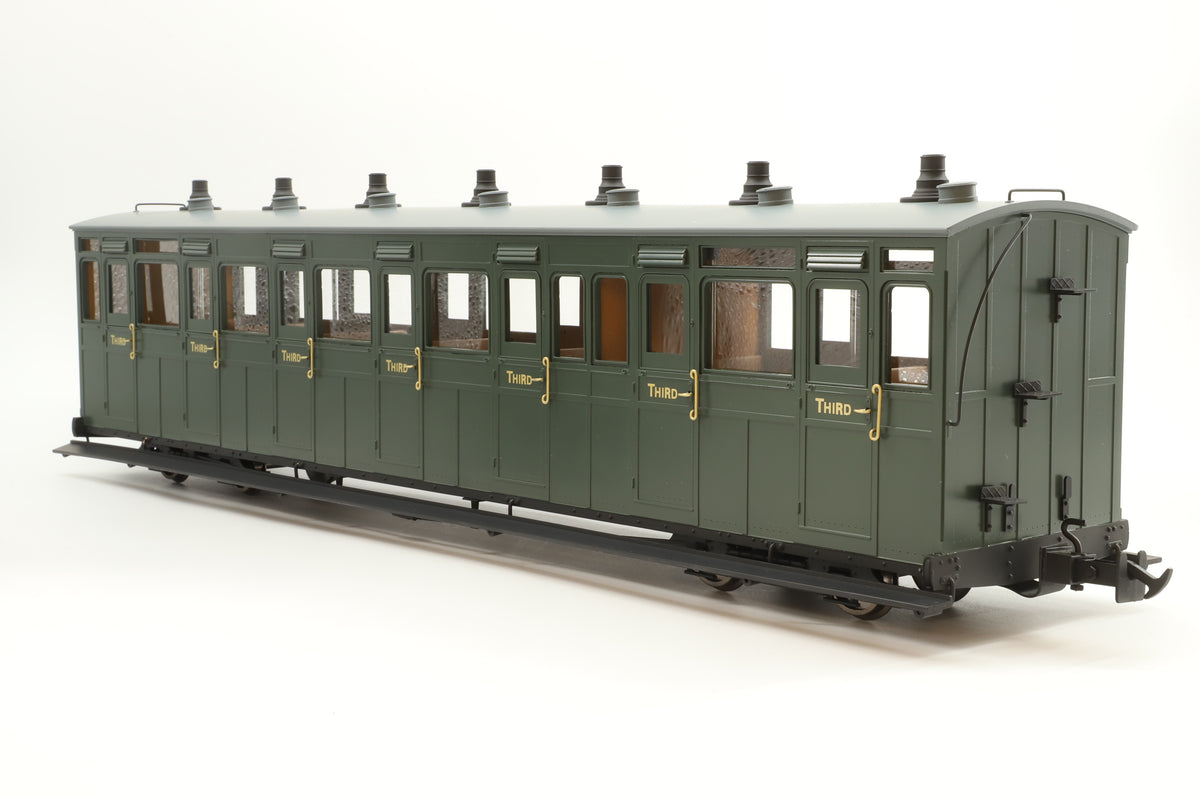BMS/Accucraft 16mm Scale (45mm Gauge) Lynton & Barnstaple Third Class Coach R19-19, SR Green