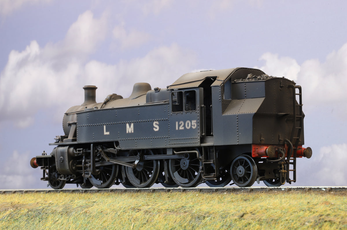 Kit-Built DJH Finescale O Gauge Class 2 Ivatt 2-6-2T LMS Black '1205' Weathered