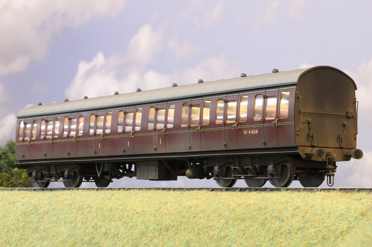 Rake of Three Darstaed Finescale O Gauge Mk1 Suburbans, BR Lined Maroon, Weathered