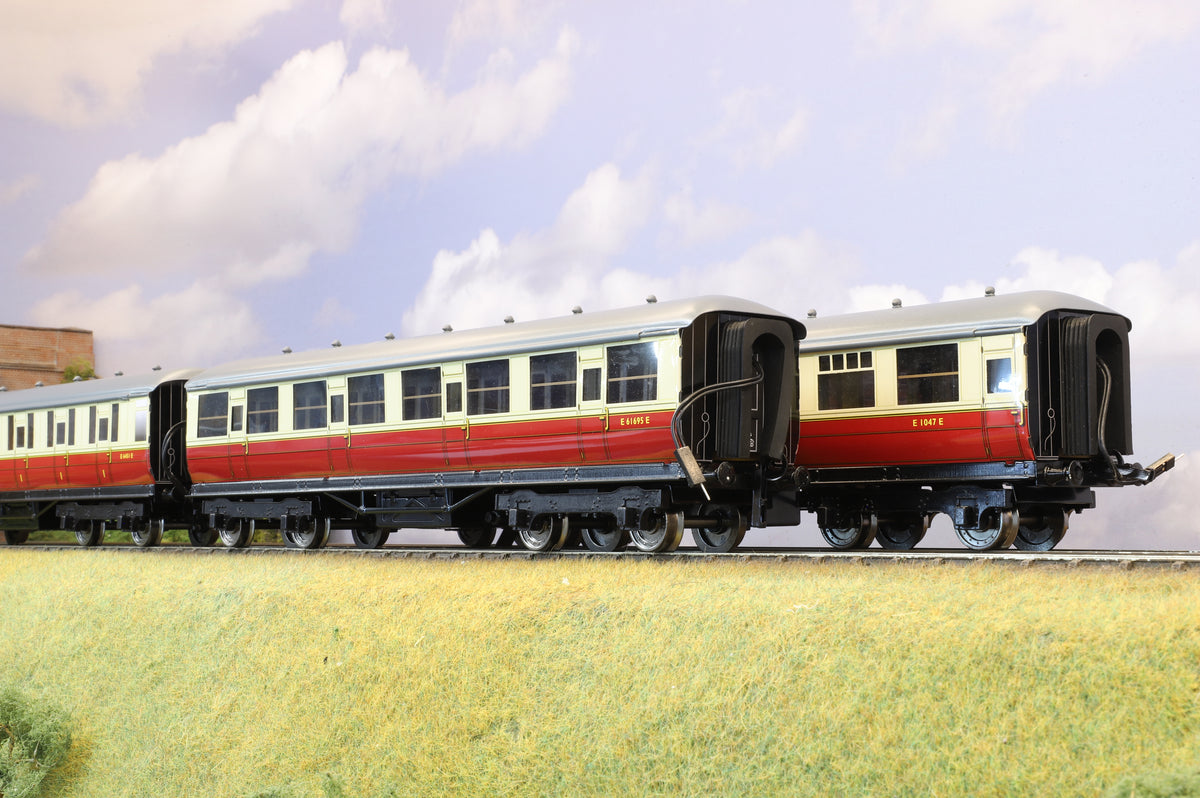 Darstaed Coarse Scale O Set of 3 LNER Gresley Coaches BR Crimson &amp; Cream &#39;Set A&#39;