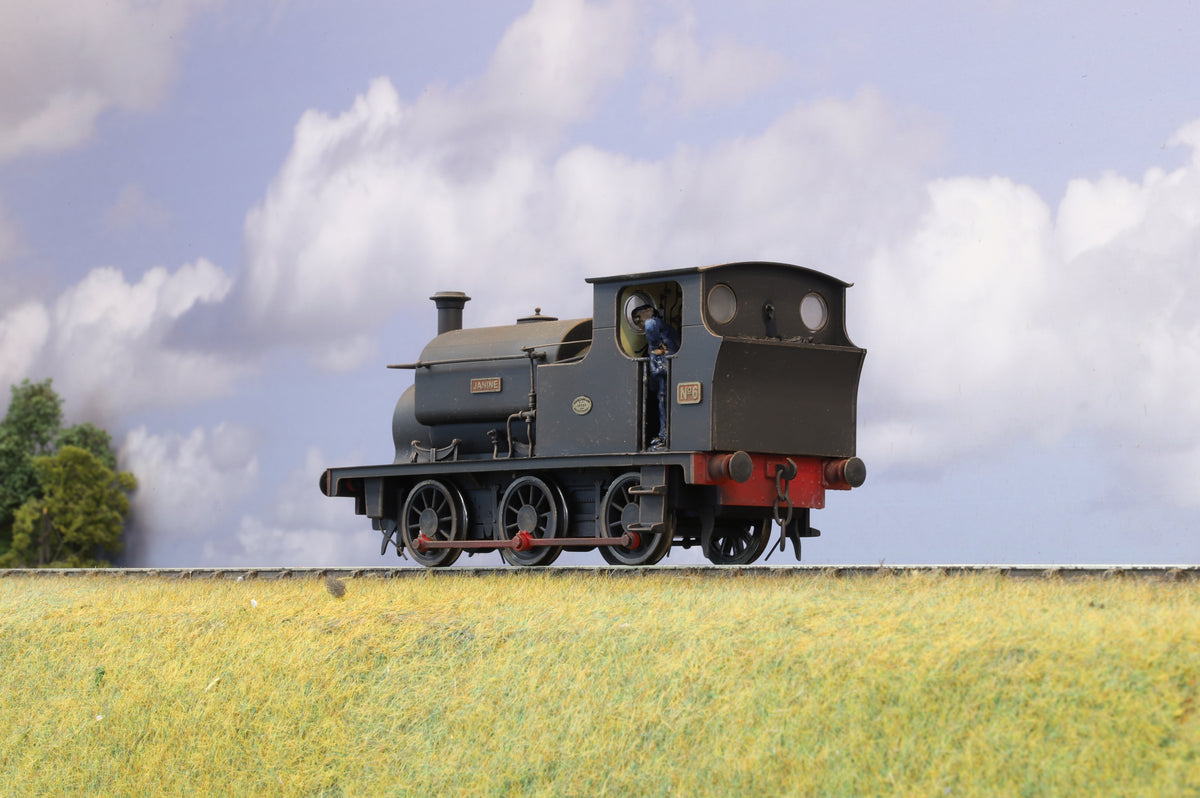 Ixion Finescale O Gauge Hudswell Clarke Standard Contractor&#39;s Tank No. 6 &#39;Janine&#39; Industrial Black (Weathered) DCC Sound