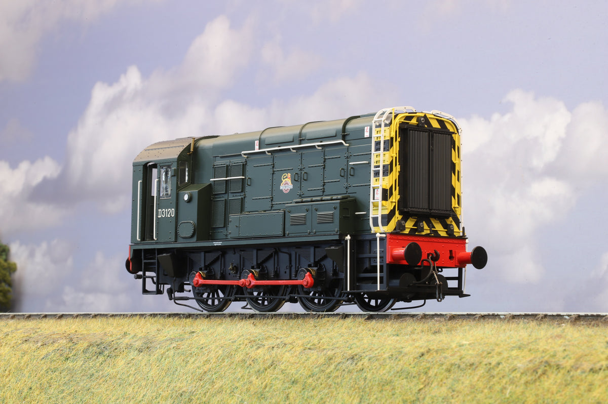 Dapol Finescale O Gauge Class 08 Shunter D3120 BR Green / Black Cab Roof (Early Crest) with Wasp Stripes Special Edition