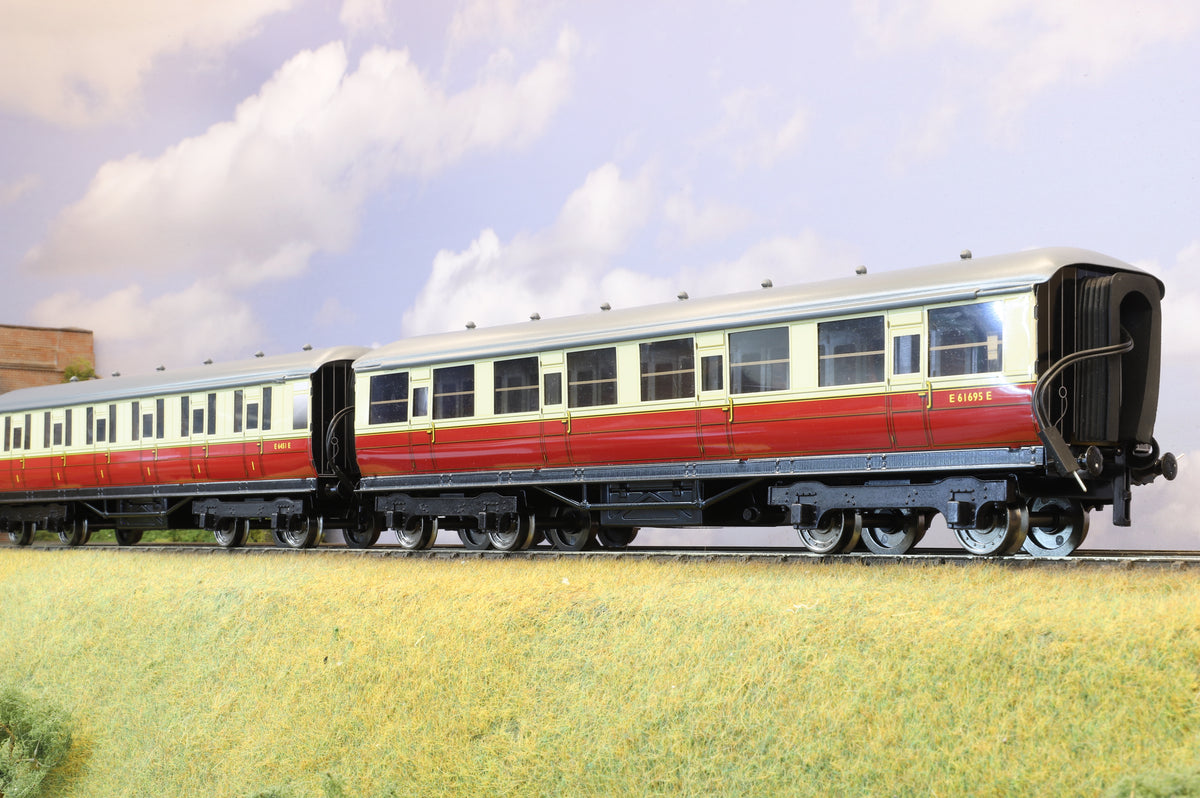 Darstaed Coarse Scale O Set of 3 LNER Gresley Coaches BR Crimson &amp; Cream &#39;Set A&#39;