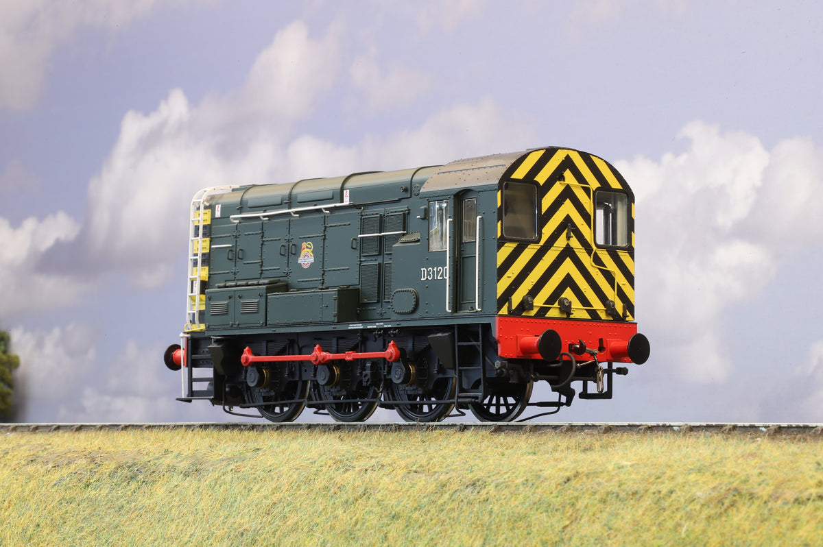 Dapol Finescale O Gauge Class 08 Shunter D3120 BR Green / Black Cab Roof (Early Crest) with Wasp Stripes Special Edition