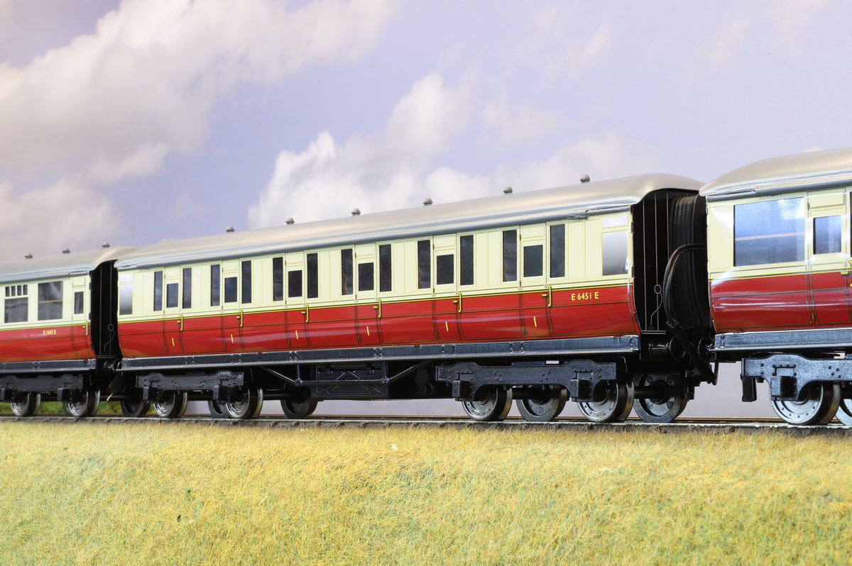 Darstaed Coarse Scale O Set of 3 LNER Gresley Coaches BR Crimson &amp; Cream &#39;Set A&#39;