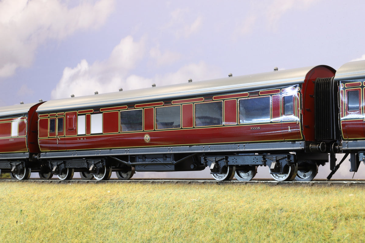 Darstaed Coarse Scale O Set of 3 LMS Period II Coaches Crimson Lake &#39;Set B&#39;