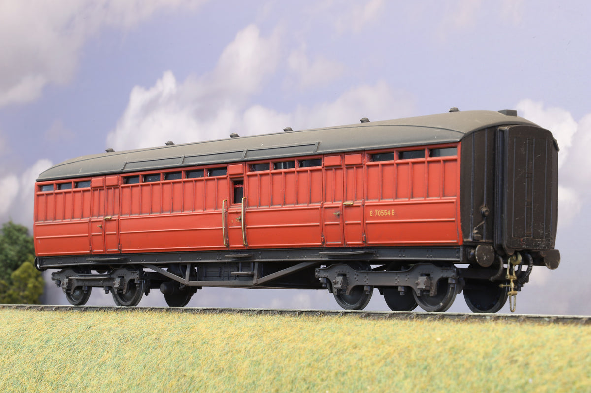 Finescale O Gauge (Kit-Built) LNER Gresley Teak Full Brake BR Crimson, Weathered
